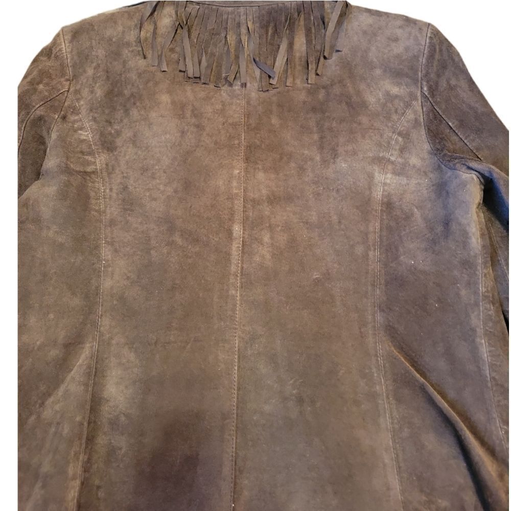 Vintage Adler Collection Brown Suede Leather Fringe Jacket Western Style L - Picture 5 of 14